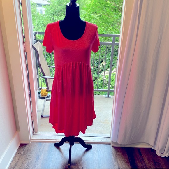 BasicUSA Daily Wear Hi-Low Swing-T Pockets Dress Womens Small Pink Dress - Picture 3 of 10